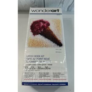 Wonderart Latch Hook Kit And Hook Tool 12"×12" Heart Ice Cream Cone